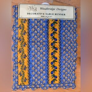 Woodbridge Blue and Yellow Decorative Table Runner Vintage NWT